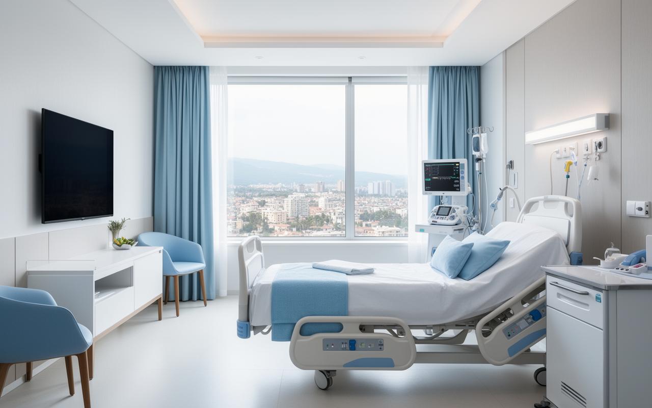 Luxury private hospital room in Istanbul with premium amenities